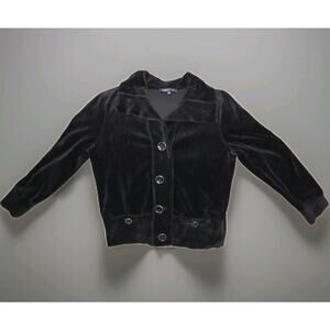 Jones New York Black Velour Corduroy Trim Jacket - Size L